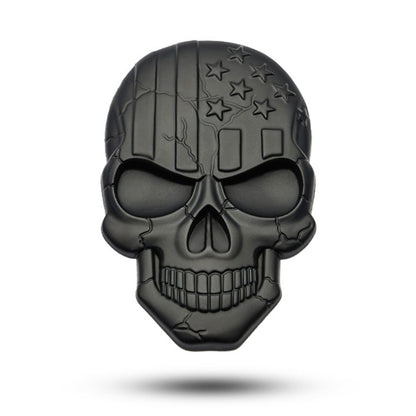 3D devil skull car sticker, black metal-plated finish with star details
