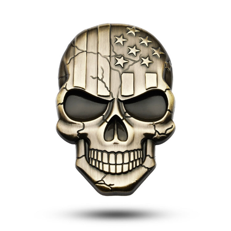 3D devil skull car sticker, bronze gold metal plating with star details