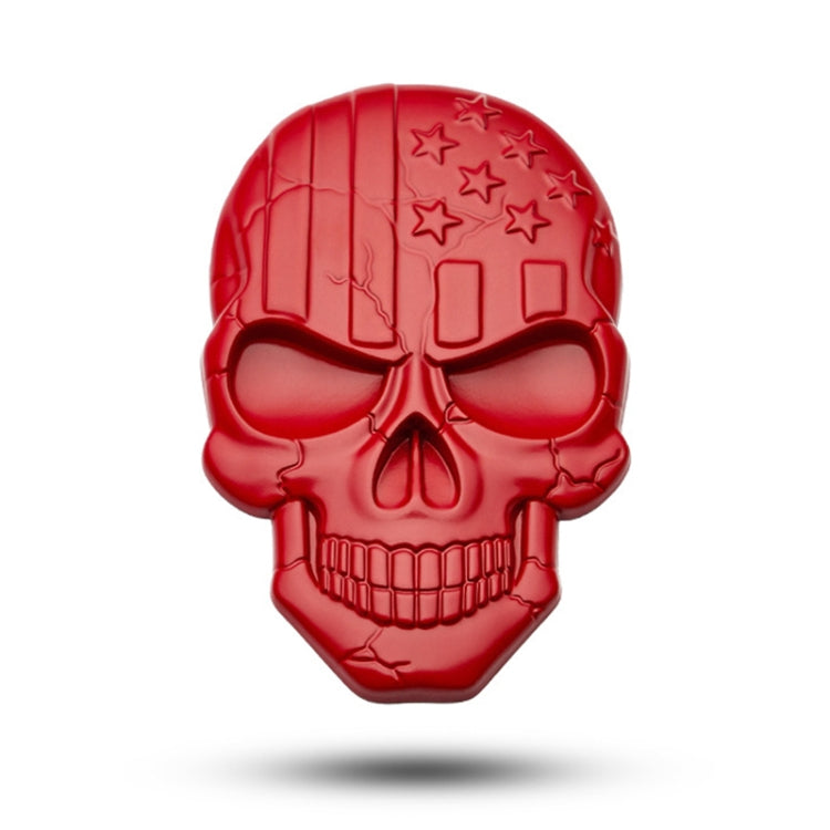 3D devil skull car sticker, red metal-plated finish with star and skull details