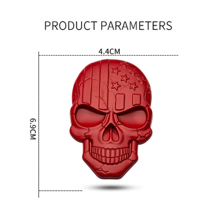 Red 3D devil skull car sticker, size shown as 4.4 cm
