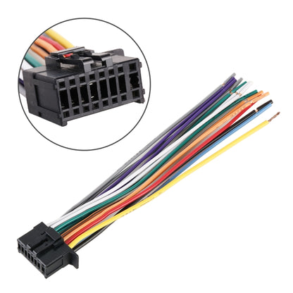 Car radio antenna adapter cable with multi-pin black connector and color wire bundle