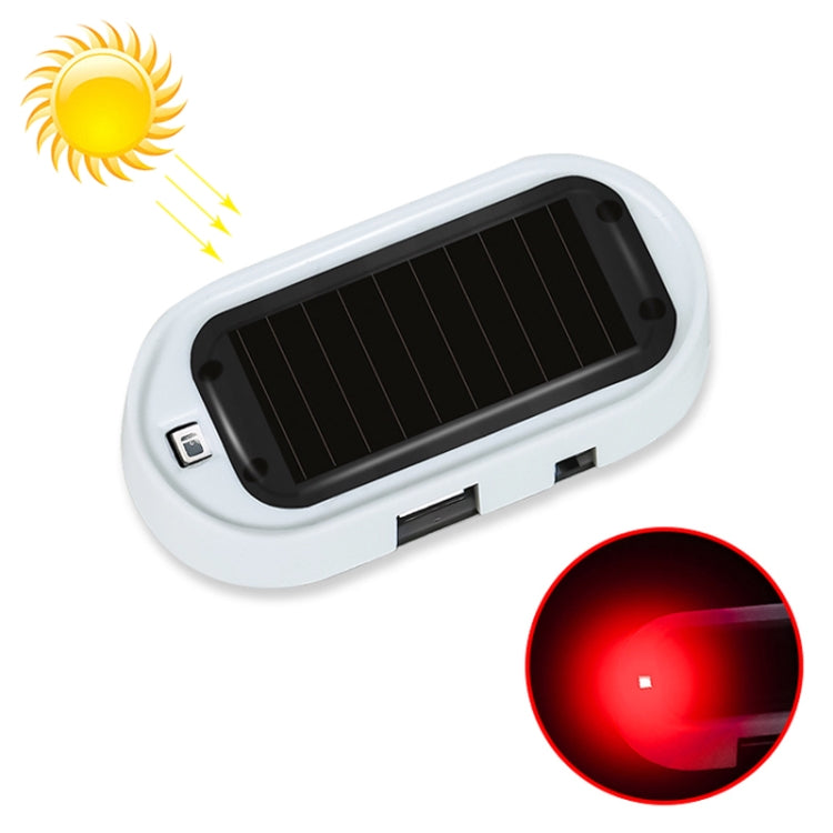 Red solar LED warning light device with built-in solar panel and glowing lens