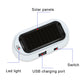 Solar LED warning light device with black solar panel, USB charging port, and switch