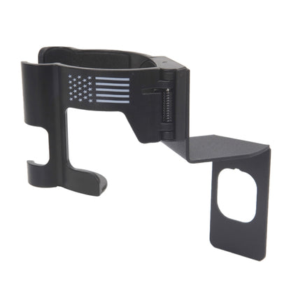 Black car cup holder and phone bracket with US flag decal