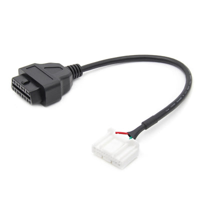 OBD2 diagnostic adapter cable with OBD connector and white wiring plug