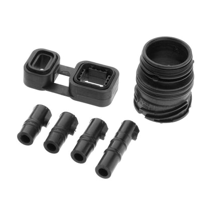 Transmission sealing rubber hose set with stacked black rubber coupler and fittings