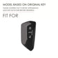 Black key fob remote shell with protective fit illustration on white backing