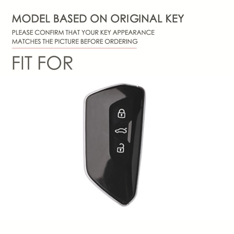 Black key fob remote shell with protective fit illustration on white backing