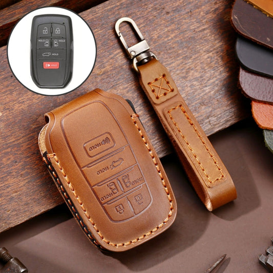Hallmo Car Genuine Leather Key Protective Cover for Toyota Sienna 6-button, For Toyota Sienna 6-button (Black), For Toyota Sienna 6-button (Blue), For Toyota Sienna 6-button (Brown)