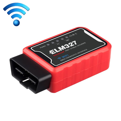 WiFi OBD-II diagnostic adapter with red and black housing and OBD connector