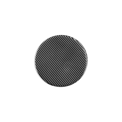 Round carbon fiber-look fuel tank cover sticker, black weave pattern