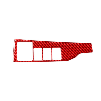 Red carbon fiber headlight switch decorative sticker with button cutouts, left-drive