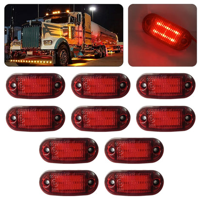 10-pack of red LED oval side marker lights with black housing