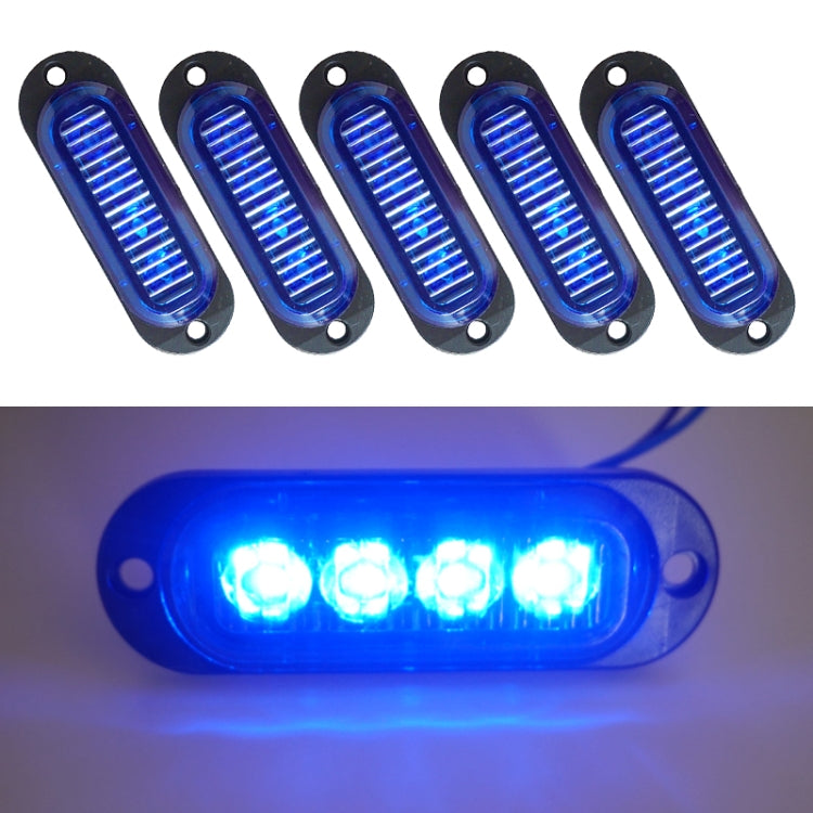 5-pack LED side marker indicator lights with blue illumination, black oval housings