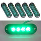 5-pack LED side marker indicator lights with green illumination, black oval housings