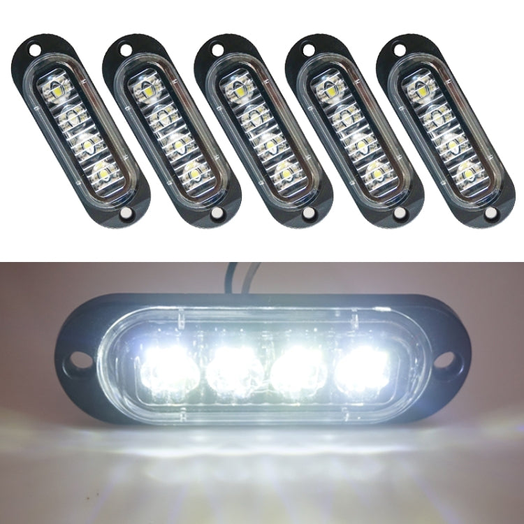 5-pack LED side marker indicator lights with white illumination, black oval housings
