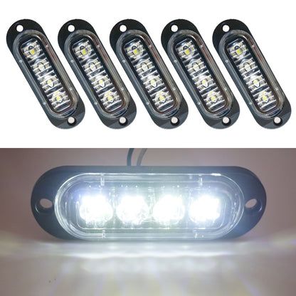 5-pack LED side marker indicator lights with white illumination, black oval housings