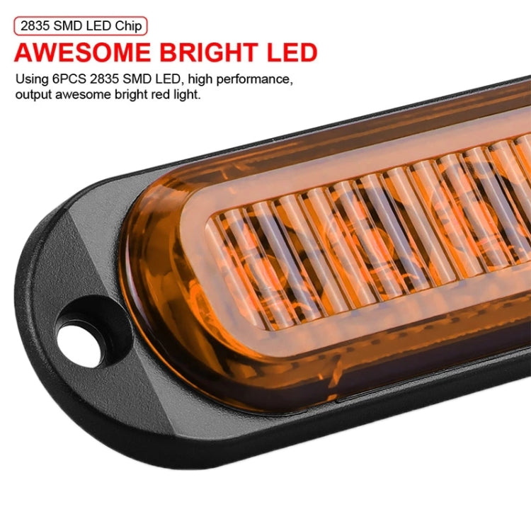 Close-up of an amber LED side marker light with ribbed lens and black mounting base