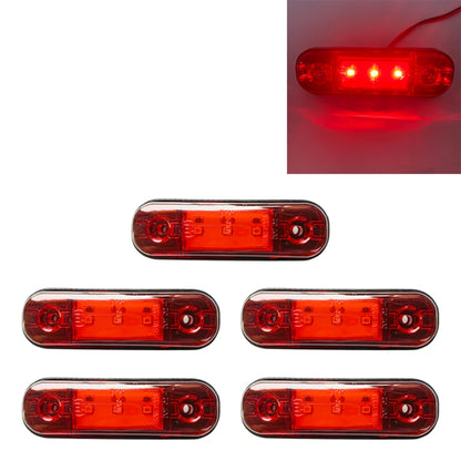Red 3-LED side marker indicator lights, set of five compact housings