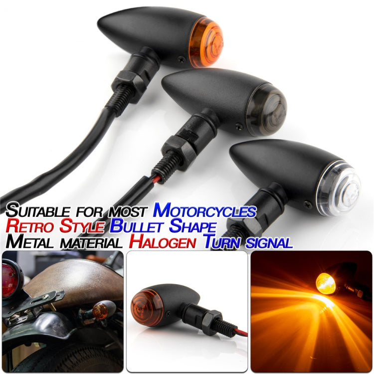Motorcycle turn signal lights set with amber lenses, black housings, and mounting stems