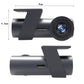 Hidden car dash camera profile with front lens and side bracket, size view