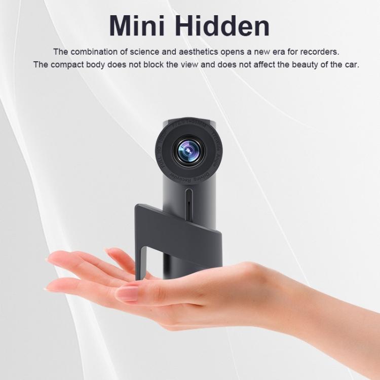 Mini hidden WiFi car dash camera with round lens and U-shaped mount bracket