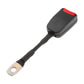 Seat belt buckle extension strap with black body and metal eyelet ends