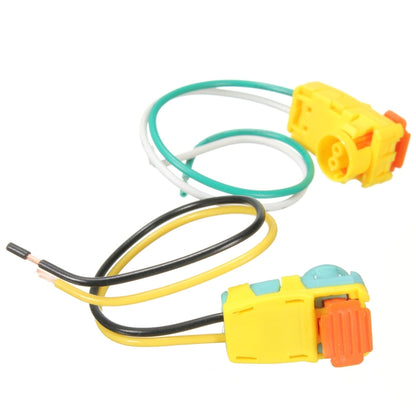 Car steering wheel airbag connector with yellow plug and green, white, black wires