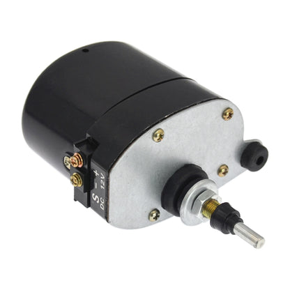 12V front windshield wiper motor with black housing and metal mounting plate