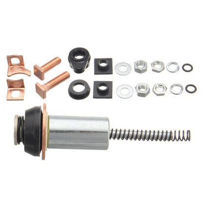 Engine startup repair kit parts, including terminal lugs, nuts, washers, and seal bushing