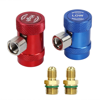 90-degree AC quick joint set, red and blue with brass couplers and ports