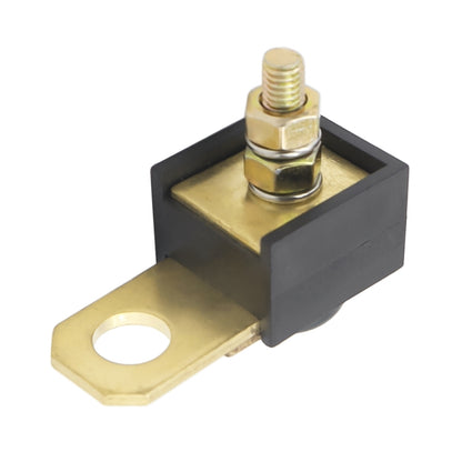 90 amp fuse assembly with brass stud, ring terminal, and black plastic block