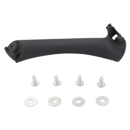 Right rear inside door handle, black plastic, with mounting holes and brackets