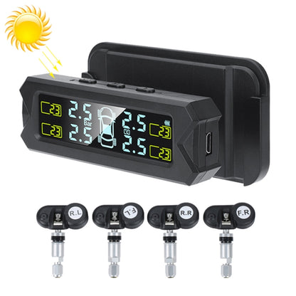 Car TPMS receiver with digital screen and four valve stem tire pressure sensors
