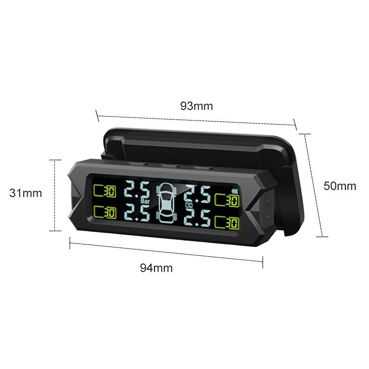 Car tire pressure monitoring display with digital LCD screen and built-in beep sensor