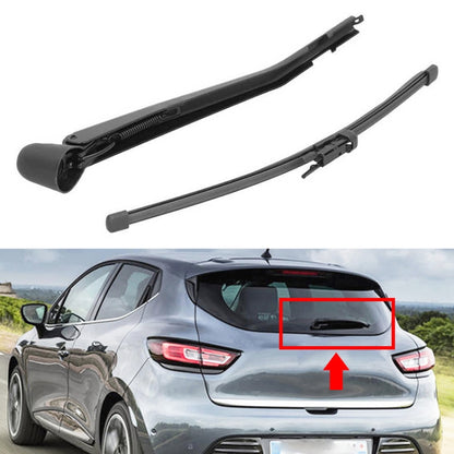 Black rear windshield wiper arm and blade assembly with mounting base