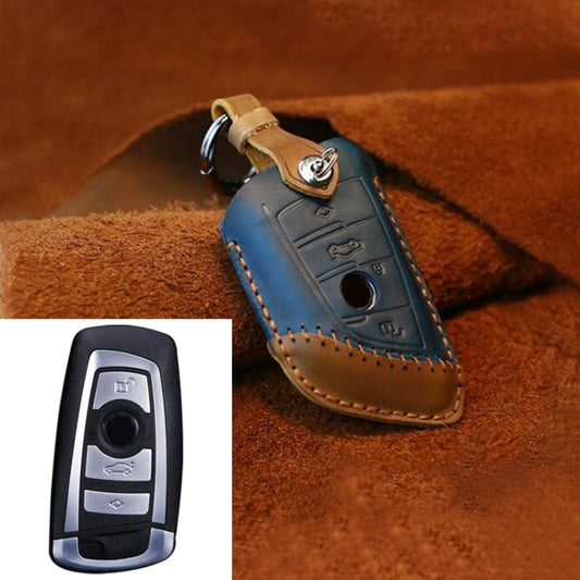 For BMW Blade Style Car Cowhide Leather Key Protective Cover Key Case, Three Keys Version, For BMW, Three Keys Version