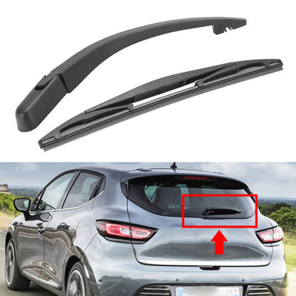 Rear wiper arm and blade assembly, black curved arm with slim wiping blade
