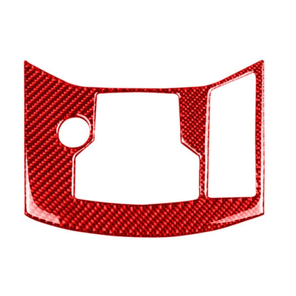 Red carbon fiber-look handbrake panel sticker with cutout for control