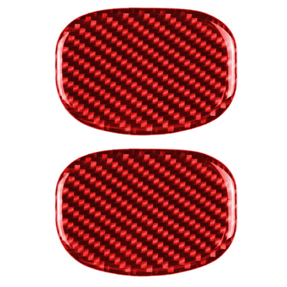 Red carbon-fiber oval seat back handle stickers, glossy pair