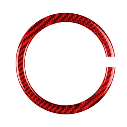 Red carbon-fiber steering wheel ring sticker, round glossy trim wrap.