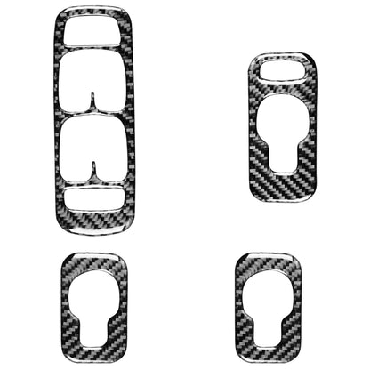 Carbon fiber window lift control sticker, black with silver weave, four cutout covers