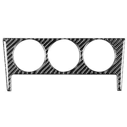 Carbon fiber-style trim sticker with three round cutouts for air conditioning buttons
