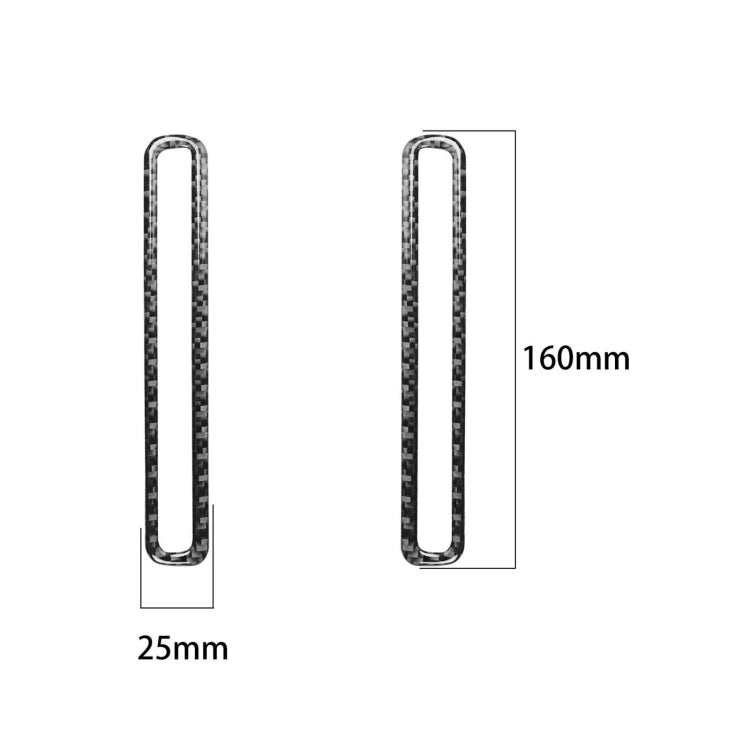 Door air outlet sticker set with carbon fiber look, 160mm x 25mm sizing guide