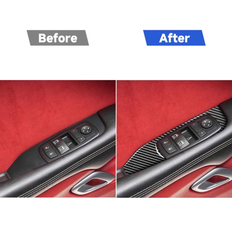 Window switch area with carbon fiber trim showing added panel sticker