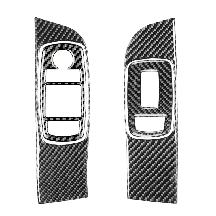 Carbon fiber window switch bezel sticker set, two pieces with cutouts
