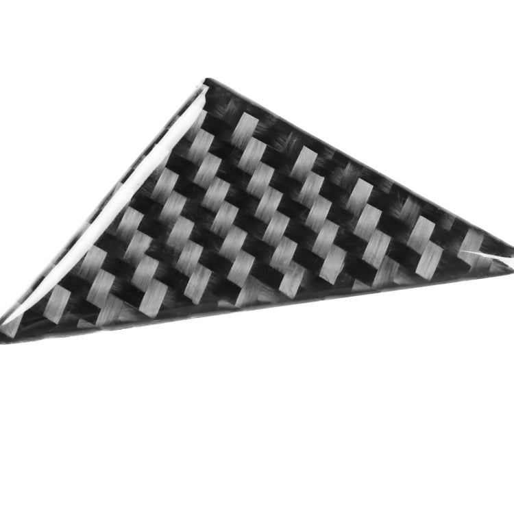 Triangular carbon fiber pattern window post trim sticker, glossy black and gray weave