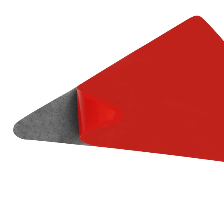 Window post trim sticker with carbon fiber face; gray base and red backing shown