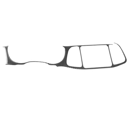 Carbon fiber-style center dash trim sticker panel with cutouts, left-side fit