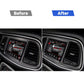 Carbon fiber-style dashboard vent trim sticker, installed around center console vent